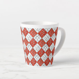 Caneca De Café Latte VERMELHO CHECK MOSAIC Latte Mug