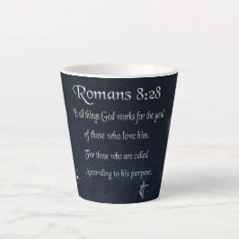 Caneca De Café Latte versículo bíblico cristão Romanos 8:28