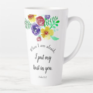 Caneca De Café Latte Versículo da Bíblia dos Salmos sobre Medo Confie e