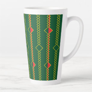 Caneca De Café Latte Vertical Zigzag Lines Green Digital Paper-72729