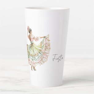 Caneca De Café Latte Vestido de Dança da Festa Mexicana
