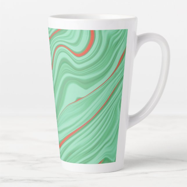 Caneca De Café Latte Vestuário em curvas com tons verdes claros de ment (Direita)