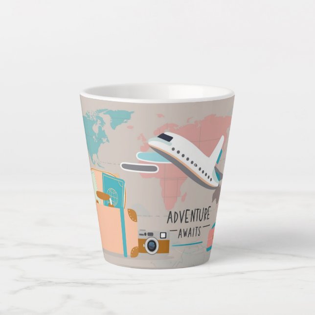 Caneca De Café Latte Viagem Map Mug (Frente)