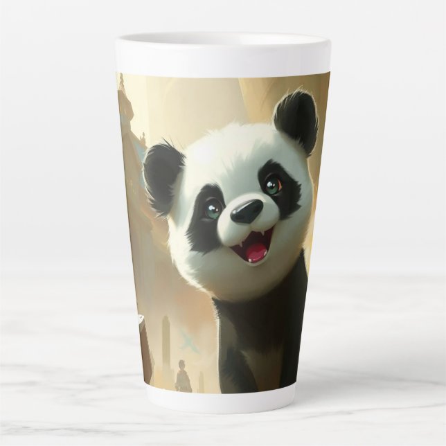Caneca De Café Latte Vibes de Panda Fofo (Frente)