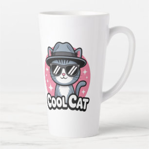 Caneca De Café Latte Vibrações de Gato Legal