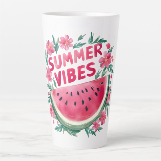 Caneca De Café Latte Vibrações de Verão (Frente)