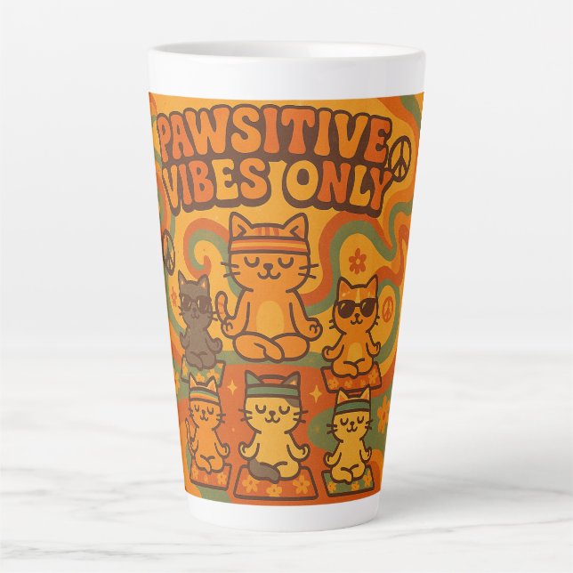 Caneca De Café Latte Vibrações Positivas Somente (Frente)