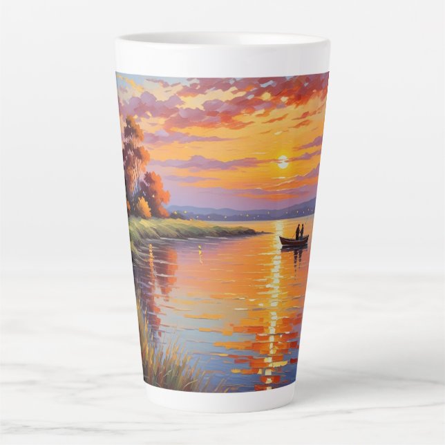 Caneca De Café Latte Vibrante Opal: Brilho Artístico (Frente)