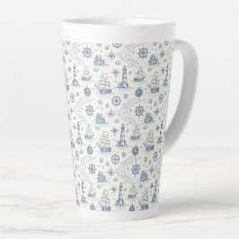 Caneca De Café Latte Vida Costeira Oceanos Azul