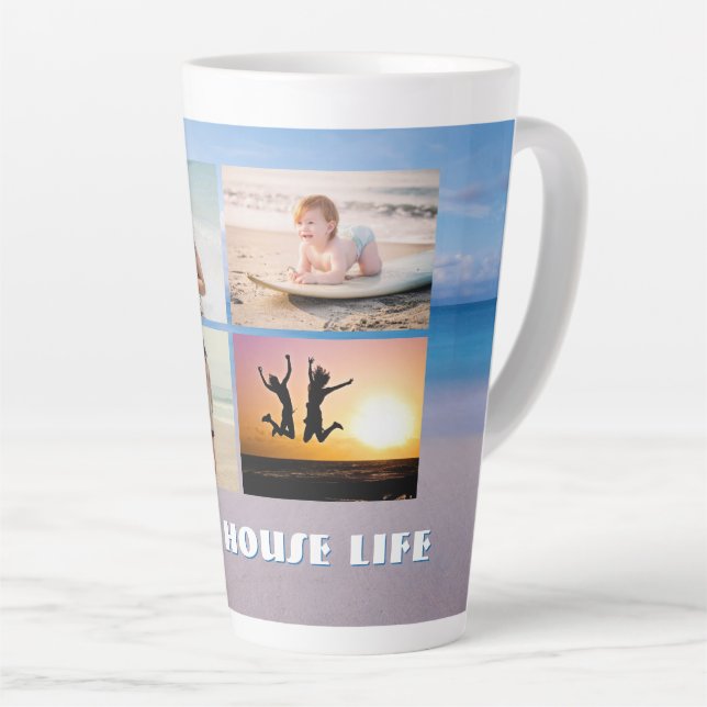 Caneca De Café Latte Vida de Casa de Praia Multi-foto  (Ângulo direito)