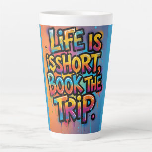 Caneca De Café Latte Vida é Curta Livro A Viagem Presente de grafite pa