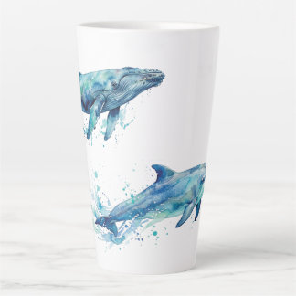 Caneca De Café Latte vida marinha aquarela