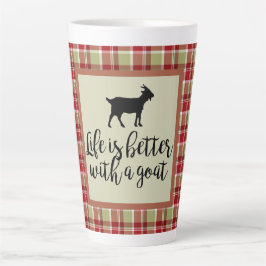 Caneca De Café Latte Vida melhor com Xadrez de cabra