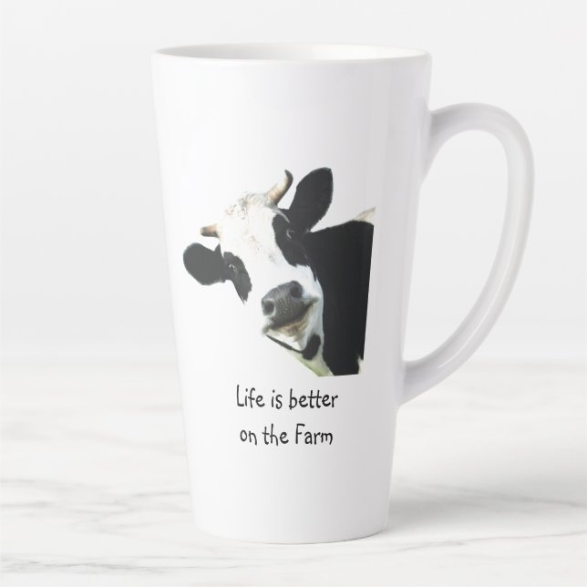 Caneca De Café Latte Vida melhor na Fazenda Vaca Fazenda Diversão (Direita)