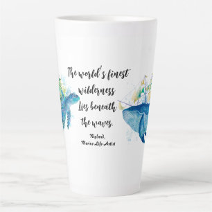 Caneca De Café Latte Vida Selvagem do Oceano – Tartaruga Marinha e Bale