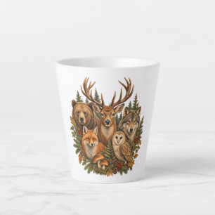 Caneca De Café Latte Vida Selvagem Florestal Vintage