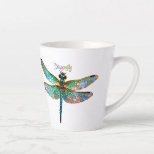 Caneca De Café Latte Vidro Colorido Libélula