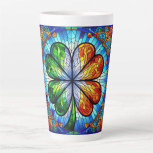 Caneca De Café Latte Vidro Sombreado Dia de São Patrício Trevo Irlandês