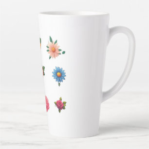 Caneca De Café Latte Vinheta de Flor refinada