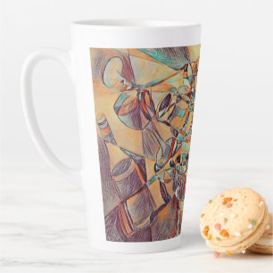 Caneca De Café Latte Vinho e garrafas de vinho Arte de café