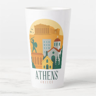 Caneca De Café Latte Vintage Athens Grécia - Parthênon