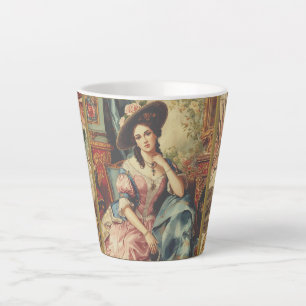 Caneca De Café Latte Vintage, Bela nobre senhora do passado, Clássico