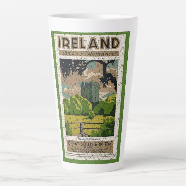 Caneca De Café Latte Vintage Blarney Castle (Frente)