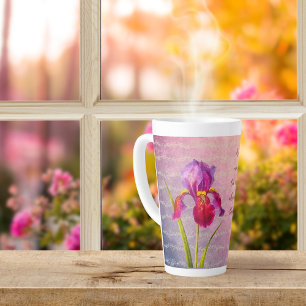 Caneca De Café Latte Vintage Botânica Iris Flower Violet Tones