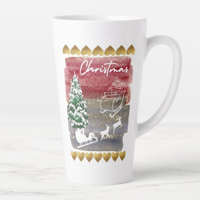 Caneca De Café Latte Vintage Christmas trees  (Direita)