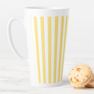 Caneca De Café Latte Vintage Classic Yellow & White Stripes