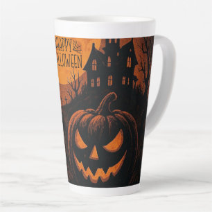 Caneca De Café Latte Vintage, clássico abóbora do Feliz Dia das Bruxas