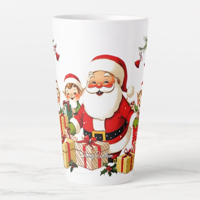 Caneca De Café Latte Vintage cômoda tradicional Natal (Frente)