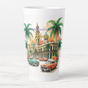 Caneca De Café Latte Vintage Cuba Viagem - Saudações De Havana