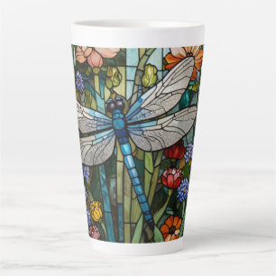Caneca De Café Latte Vintage Dragonfly art vidro botânico floral