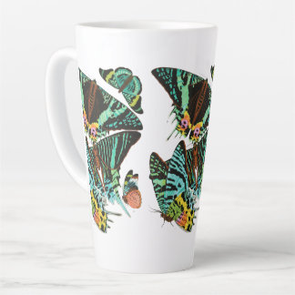 Caneca De Café Latte Vintage E.A. Séguy's Green butterflies