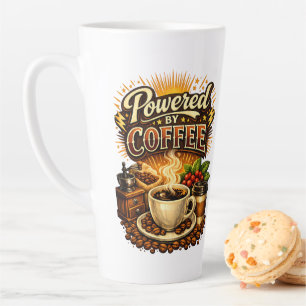 Caneca De Café Latte Vintage Energizado por Café – Desenho Retro para A