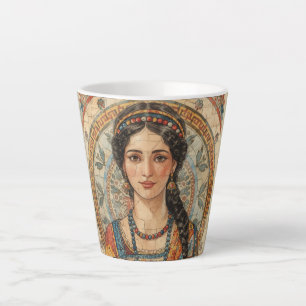 Caneca De Café Latte Vintage, Estilo de Mulheres da Grécia Antiga, Mosa