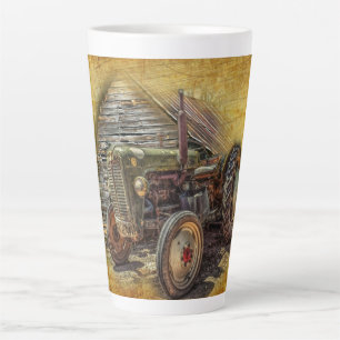 Caneca De Café Latte Vintage Fazenda Trator Velho