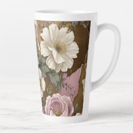 Caneca De Café Latte Vintage Floral - Latte Mug