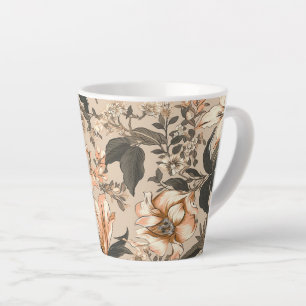 Caneca De Café Latte Vintage Floral Patterno Latte Mug