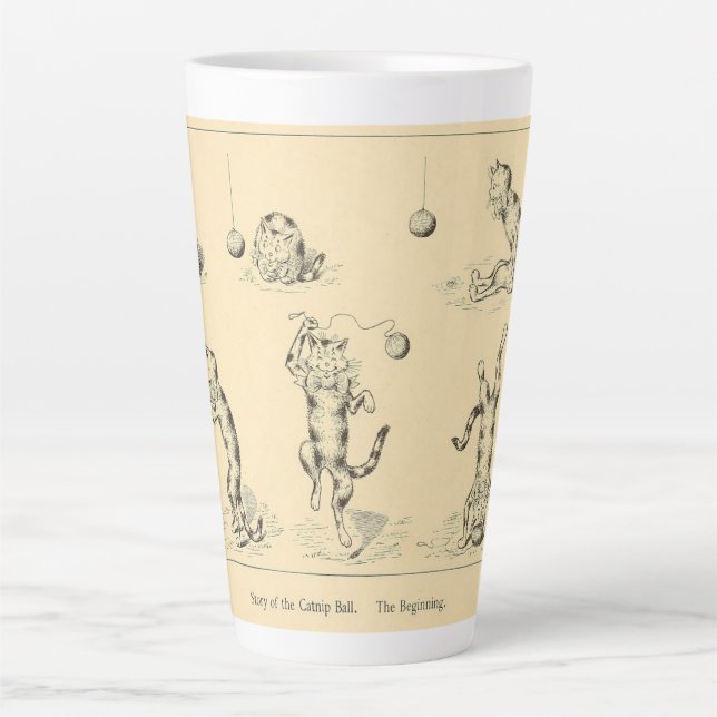 Caneca De Café Latte Vintage Funny Catnip Cat (Frente)