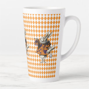 Caneca De Café Latte Vintage Halloween Coelho Branco Alice No País das 