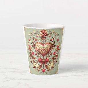 Caneca De Café Latte Vintage Heart Dia de os namorados xoxo