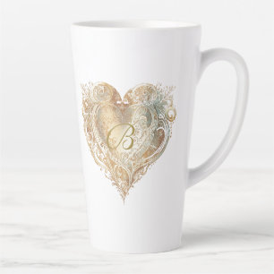 Caneca De Café Latte Vintage Heart Monogramt Gradient Tall Latte