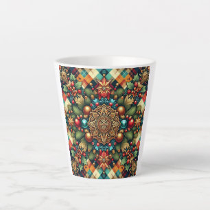 Caneca De Café Latte Vintage/Natal colorido clássico
