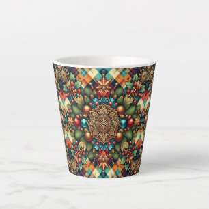 Caneca De Café Latte Vintage/Natal colorido clássico