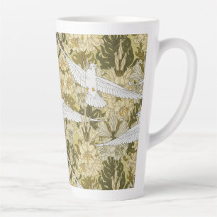 Caneca De Café Latte Vintage padrão floral Dove & Lily em verde sálvia