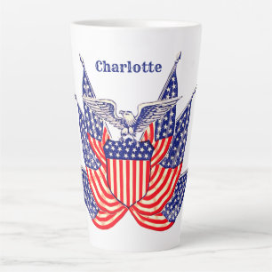 Caneca De Café Latte Vintage Patriotic American Flag, 4 de julho