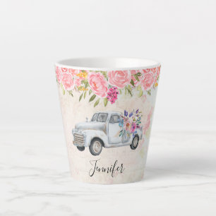Caneca De Café Latte Vintage Pickup Truck Rustic Watercolor