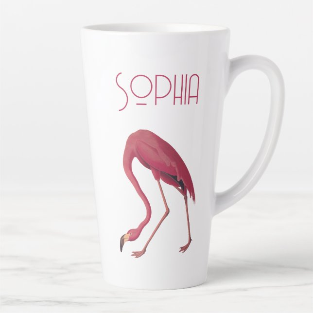Caneca De Café Latte Vintage Pink Flamingo (Direita)